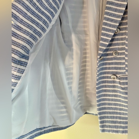 J.Jill Blue & White Striped Spectator Blazer Size XS - Picture 5 of 9